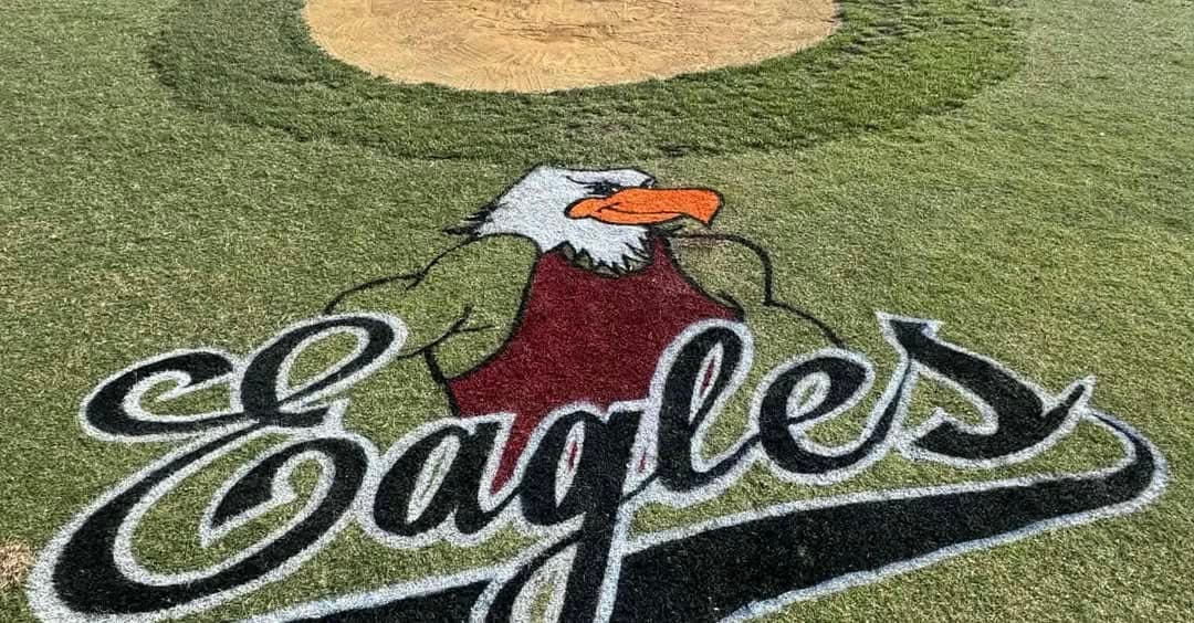 Eagles logo painted on the outfield
